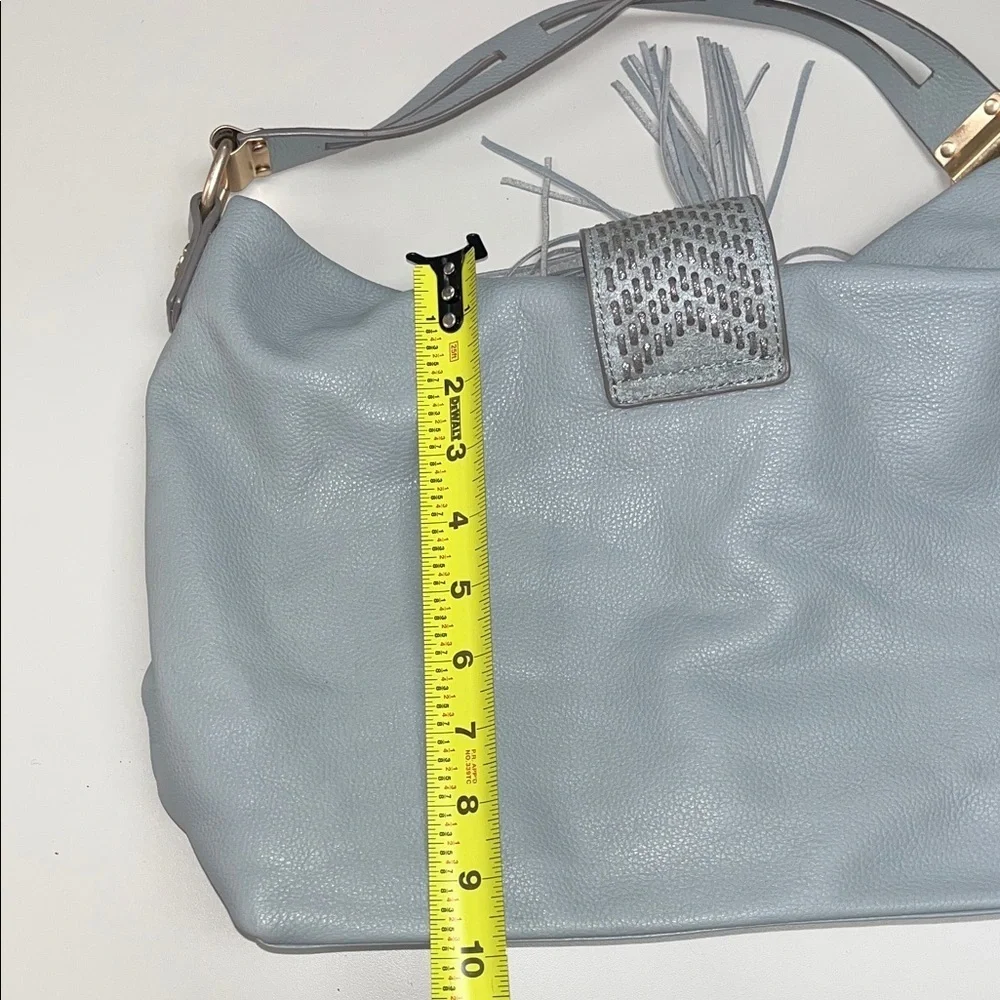 Foley + Corinna Baby Blue / Gray Faux Leather Shoulder Bag